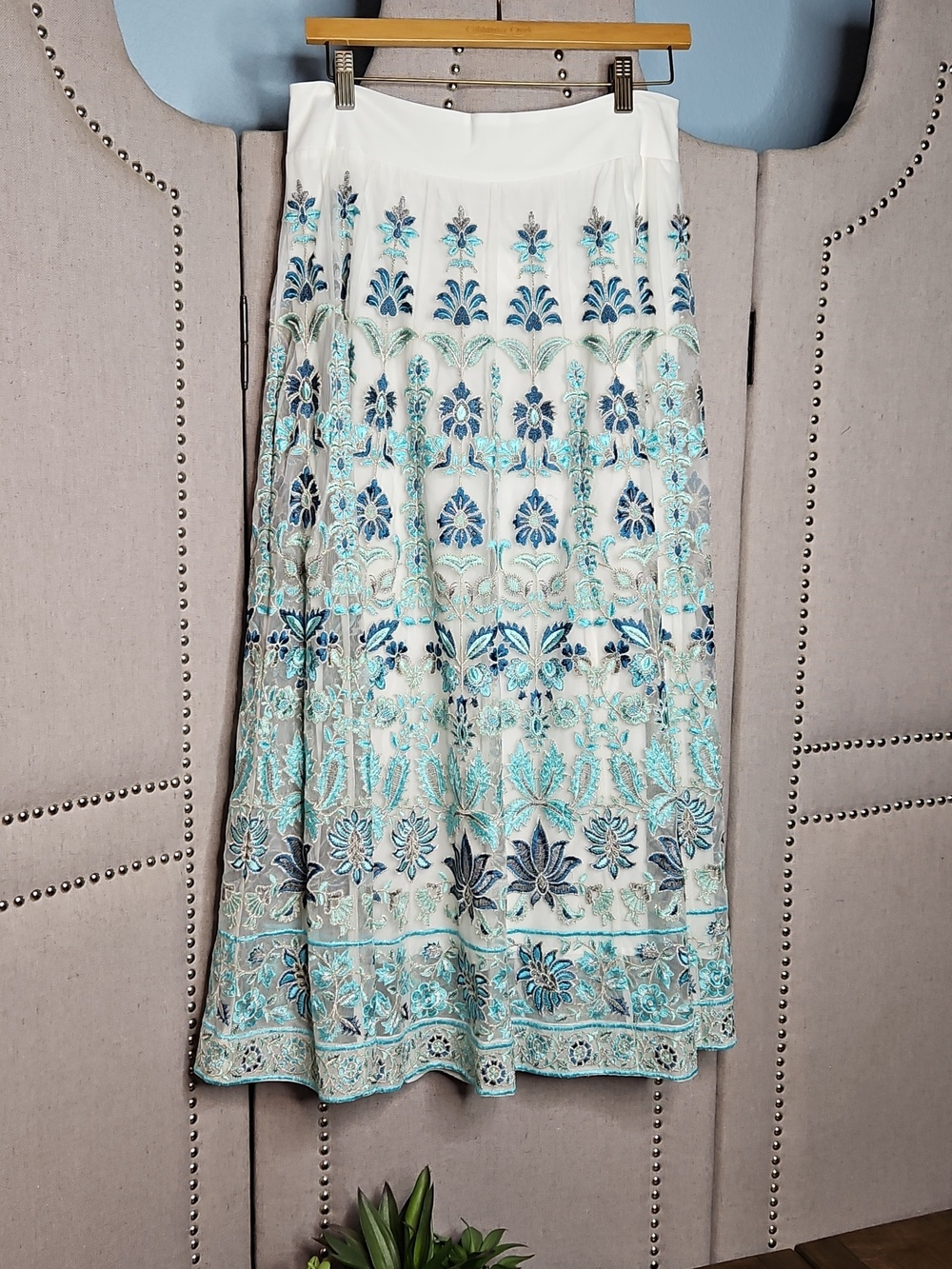 Soft Surrounding Icon Alexandria Skirt Aqua Scroll - Picture 2 of 14